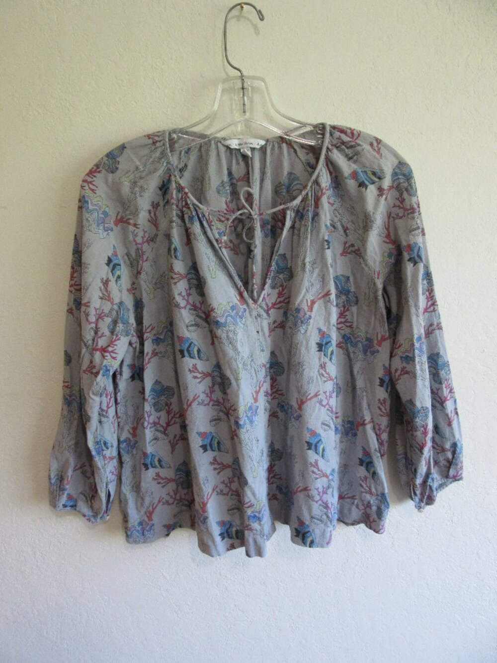 & Other Stories Blue Sealife Pattern Pullover 8 Blouse